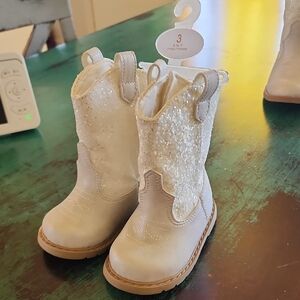 Baby Deer White Sparkle Kids Western Boots